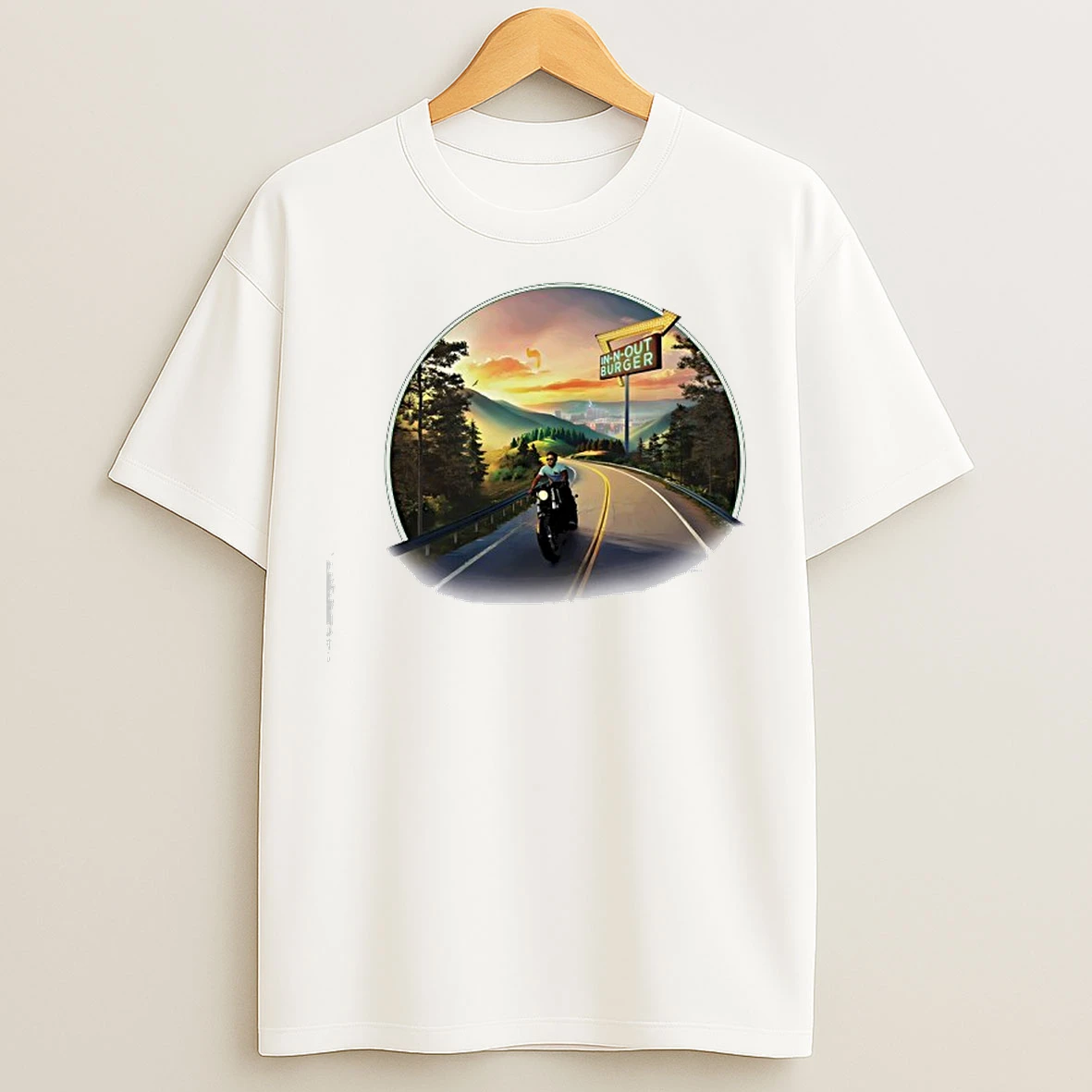 Classic A Man Riding Motor To In N Out Burger Outside The Tennessee City T Shirts