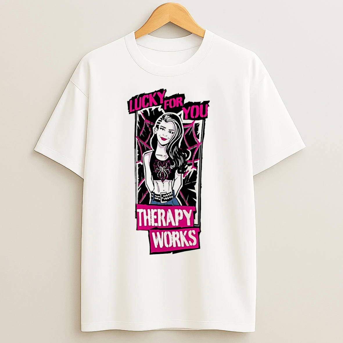 Classic Aj Lee Therapy Works Lucky For You T Shirts