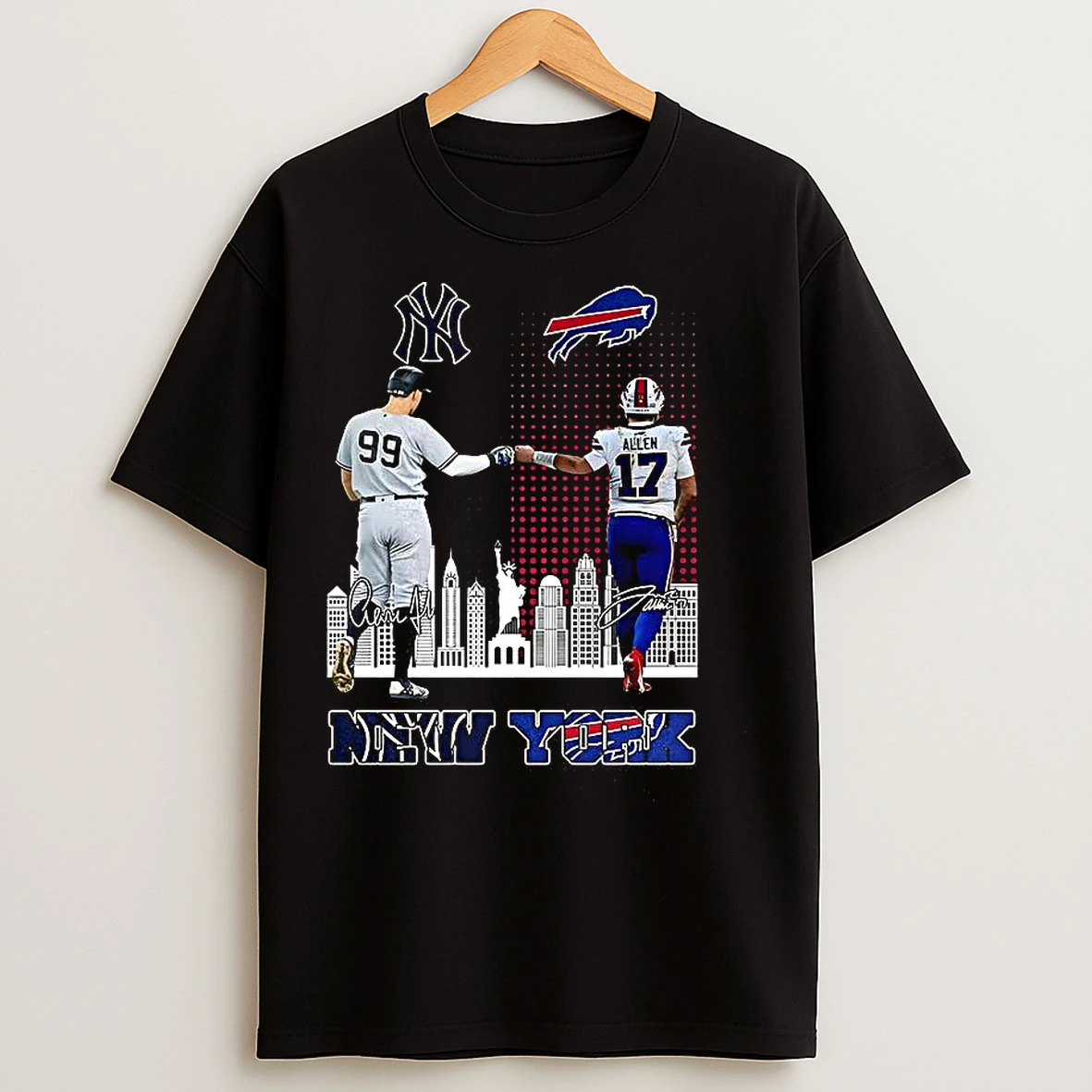 Classic Aaron Judge New York Yankees Touch Hand Josh Allen Buffalo Bills 2025 Legendary Stars T Shirts