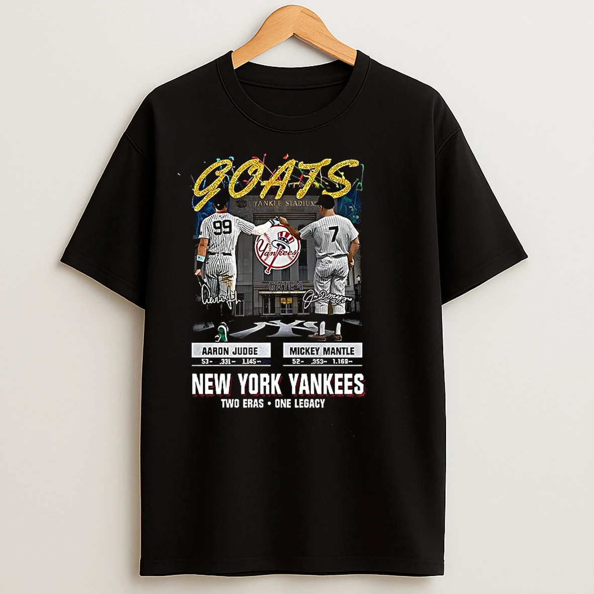 Classic Aaron Judge And Mickey Mantle Goats New York Yankees Signature T Shirts