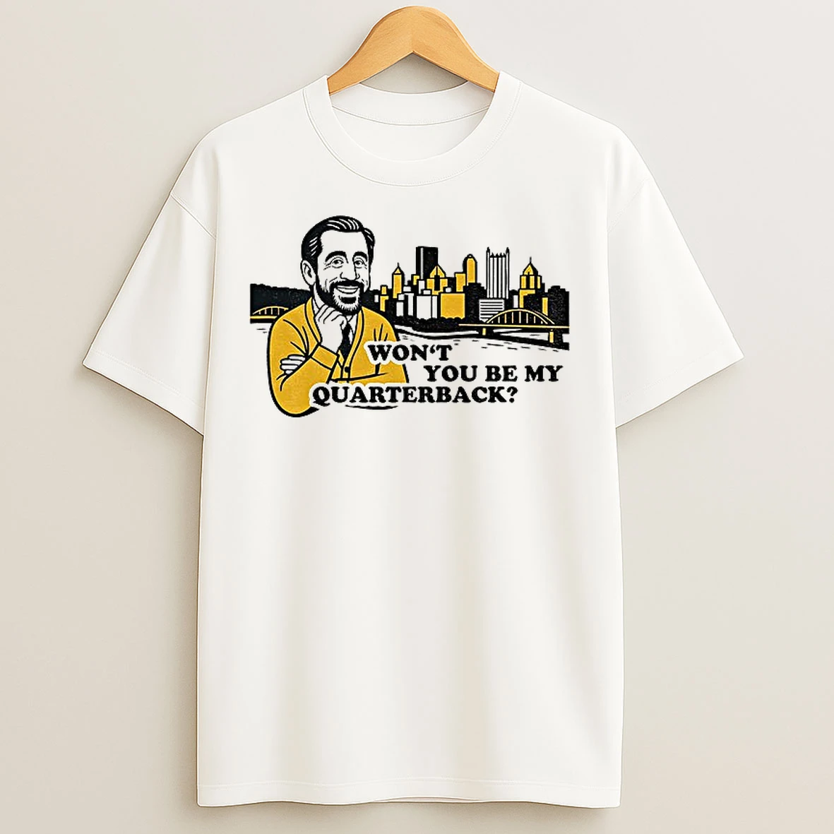 Classic Aaron Rodgers Mister Rodgers Pittsburgh Steelers Wont You Be My Quarterback T Shirts