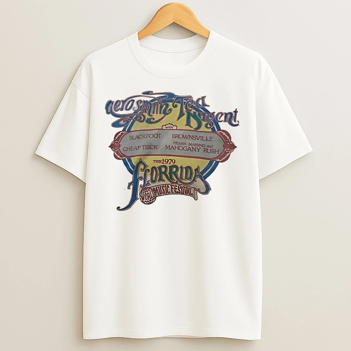 Classic Aerosmith Ted Nugent Florida World Music Festival 1979 T Shirts