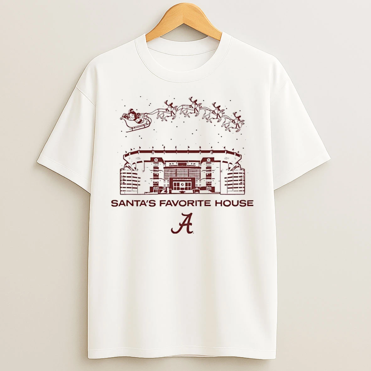 Classic Alabama Crimson Tide Football Santas Favorite House Sleigh T Shirts