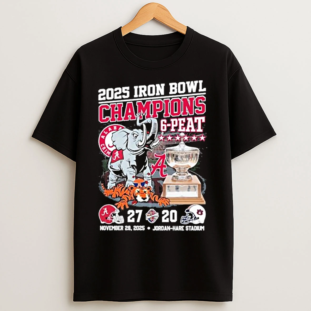 Classic Alabama Crimson Tide Iron Bowl Champions 2025 Score 27 20 T Shirts