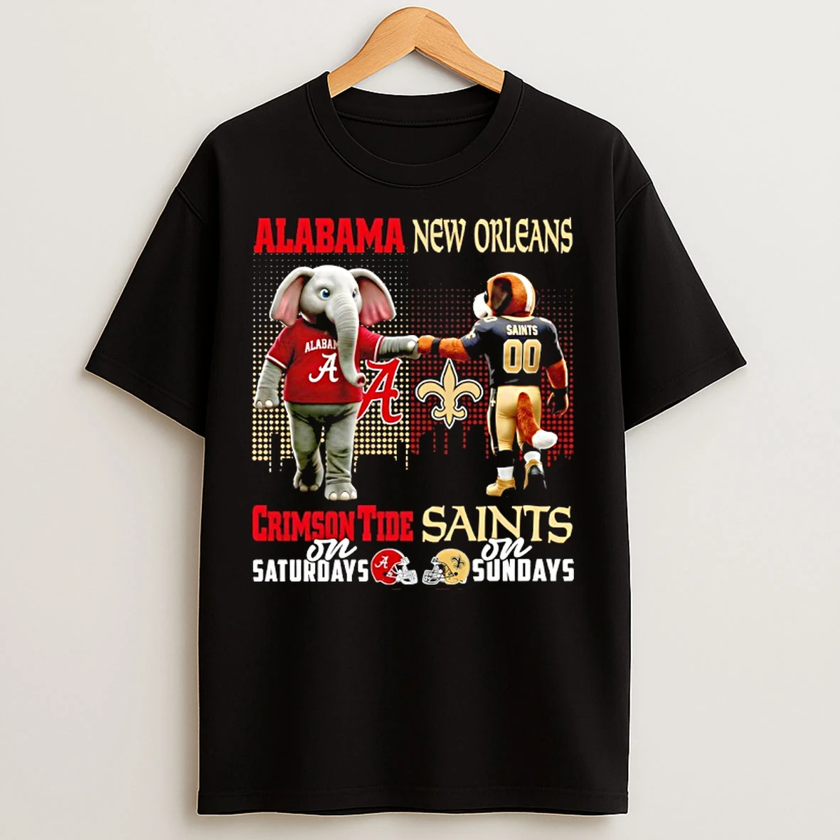 Classic Alabama Crimson Tide On Saturdays X New Orleans Saints On Sundays Mascot T Shirts