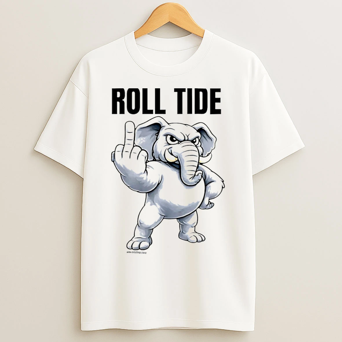 Classic Alabama Crimson Tide Roll Tide Middle Finger Elephant Flipping Off T Shirts