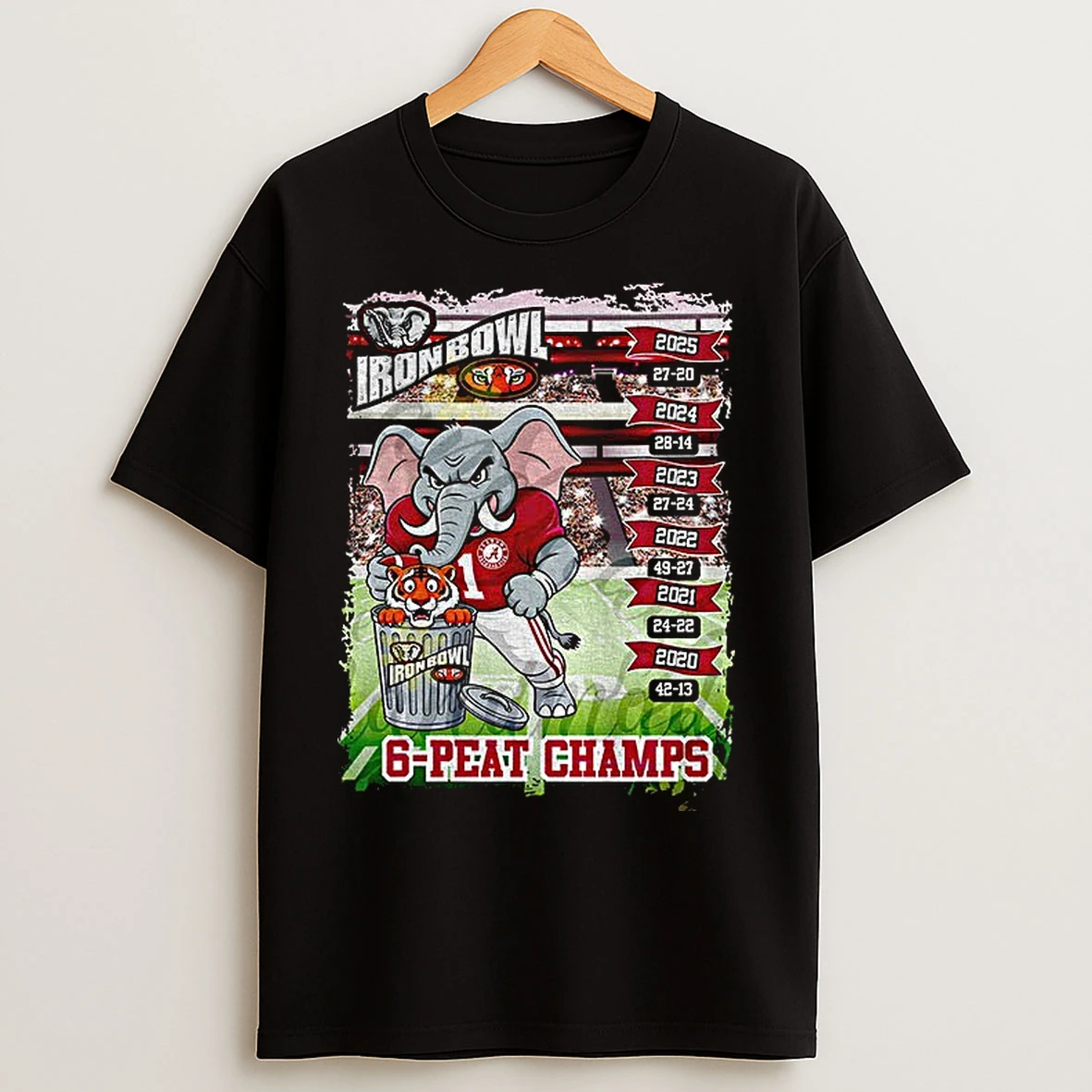 Classic Alabama Crimson Tide Beat Auburn Tigers Iron Bowl 6 Peat Champs 2025 T Shirts
