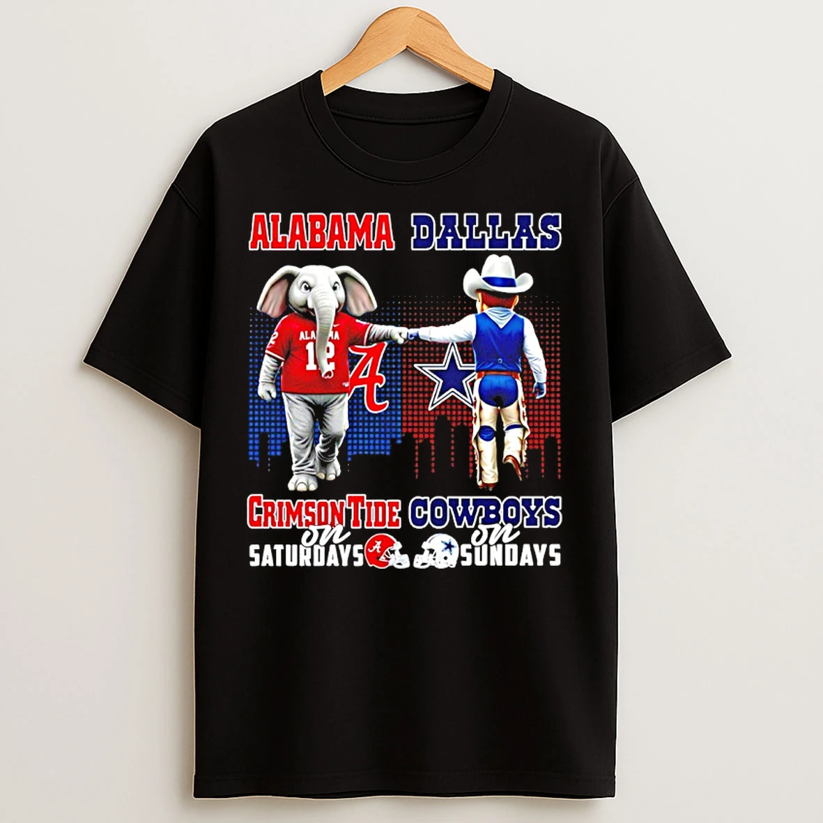 Classic Alabama Crimson Tide On Saturdays Vs Dallas Cowboys On Sundays Mascot Skyline T Shirts