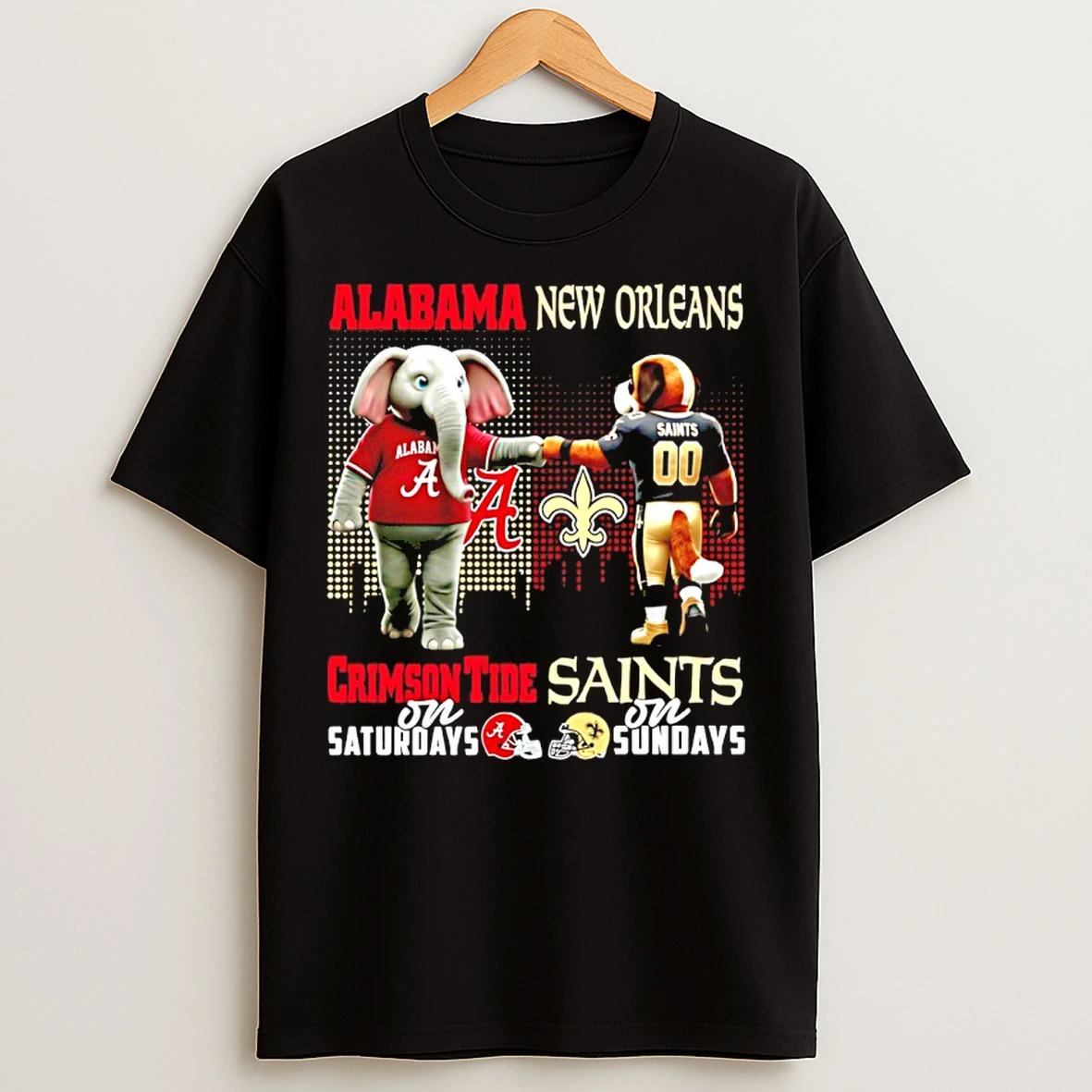 Classic Alabama Crimson Tide On Saturdays Vs New Orleans Saints On Sundays Mascot Skyline T Shirts