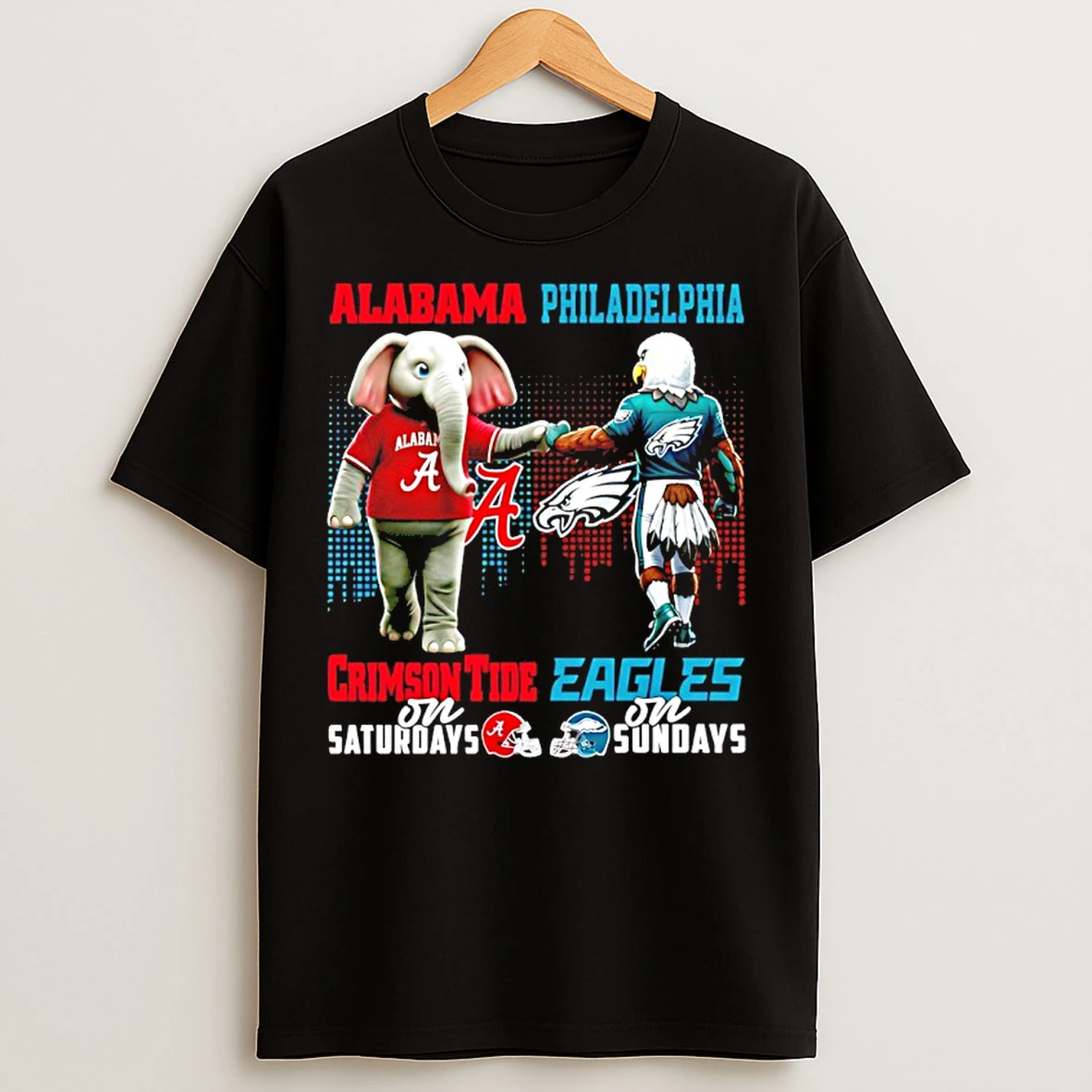 Classic Alabama Crimson Tide On Saturdays Vs Philadelphia Eagles On Sundays Mascot Skyline T Shirts