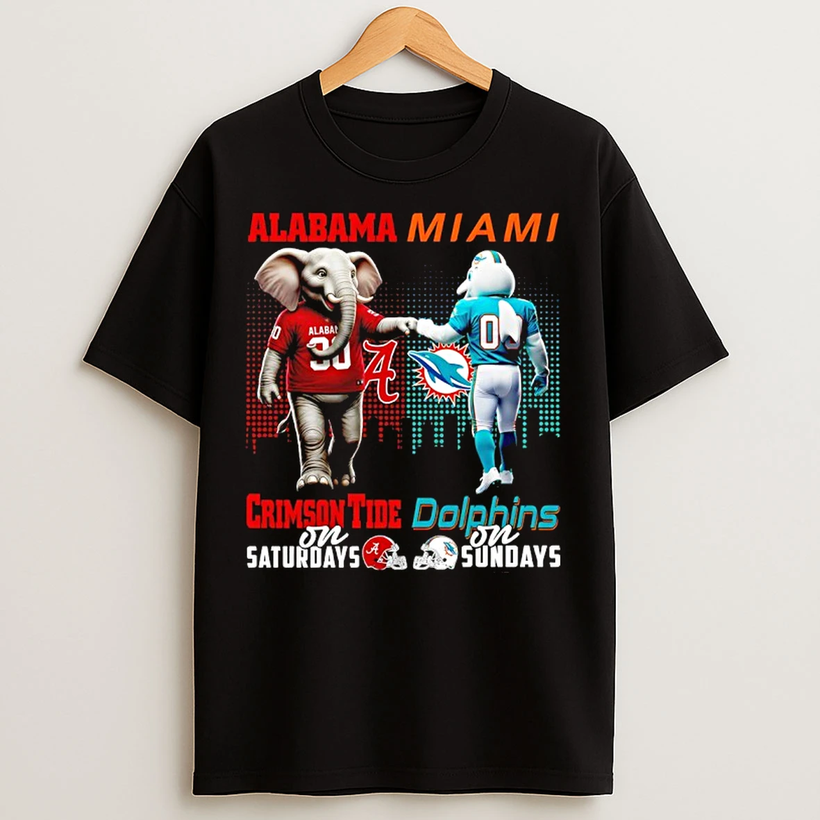 Classic Alabama Crimson Tide On Saturdays X Miami Dolphin On Sundays Mascot T Shirts