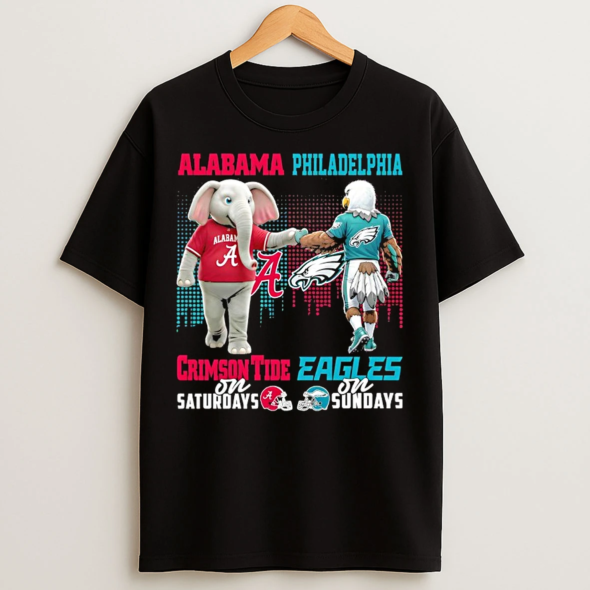 Classic Alabama Crimson Tide On Saturdays X Philadelphia Eagles On Sundays Mascot T Shirts