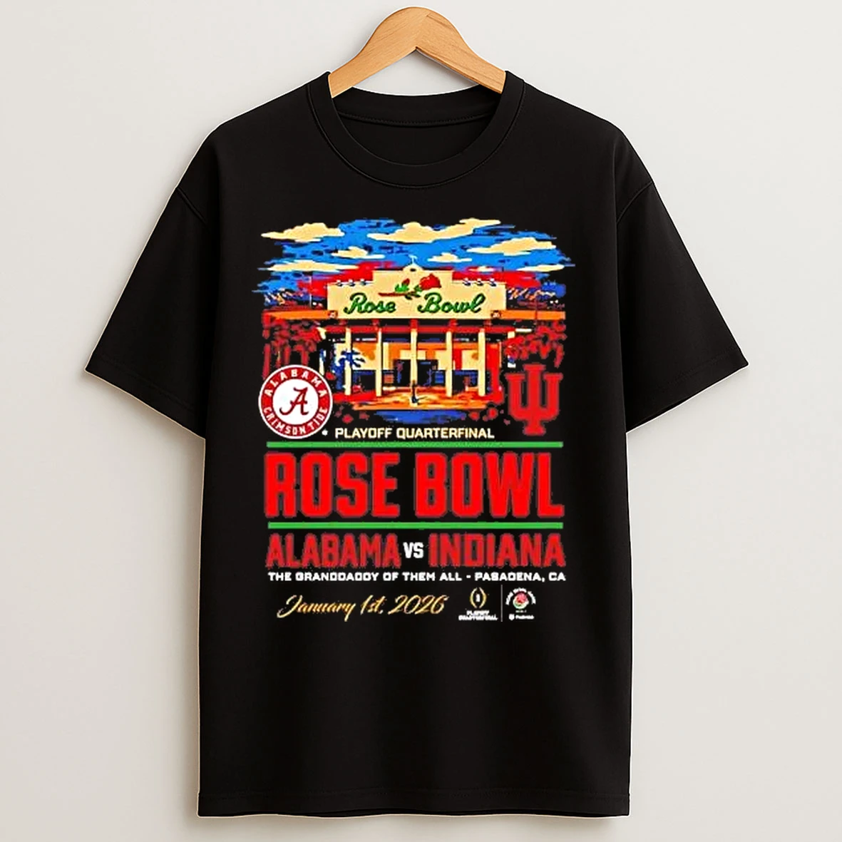 Classic Alabama Crimson Tide Vs Indiana Hoosiers 2026 Rose Bowl Stadium T Shirts