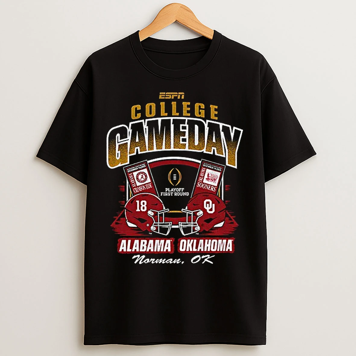 Classic Alabama Crimson Tide Vs Oklahoma Sooners College Gameday Playoff First Round T Shirts