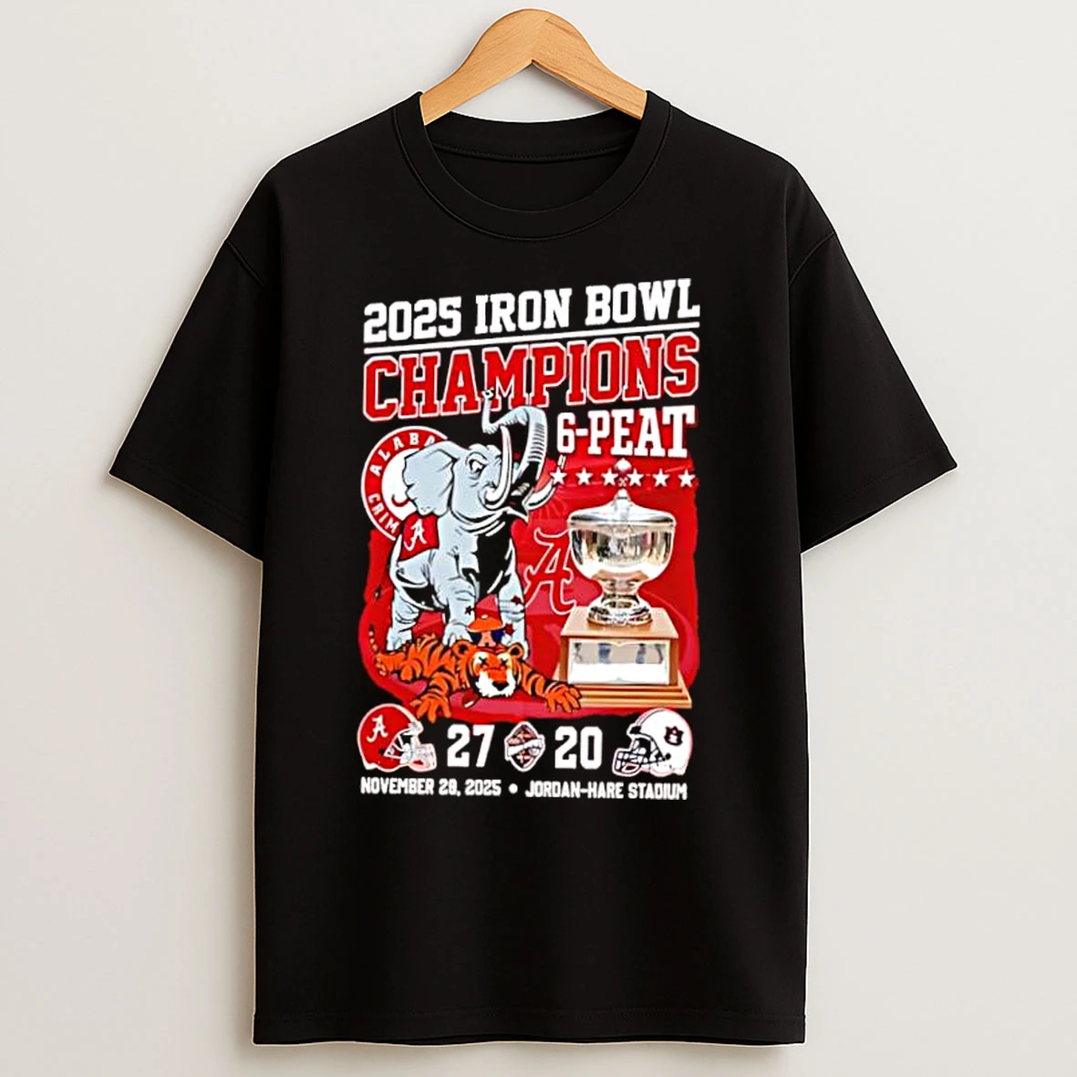 Classic Alabama Crimson Tide Iron Bowl 6 Peat 2025 Beat Auburn T Shirts
