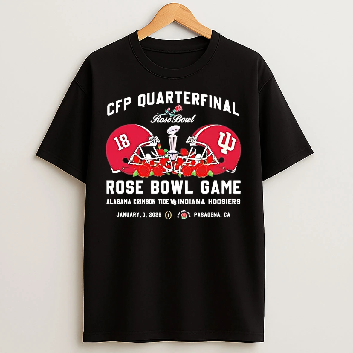 Classic Alabama Vs Hoosiers 2026 Cfp Quarterfinal Rose Bowl Game Helmet Matchup T Shirts
