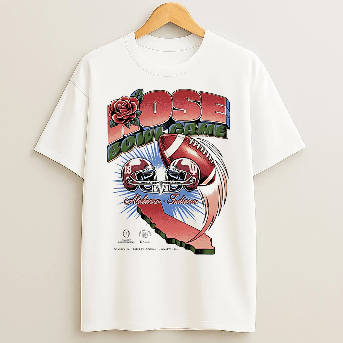 Classic Alabama Vs Indiana Rose Bowl Game 2026 Vintage Matchup T Shirts