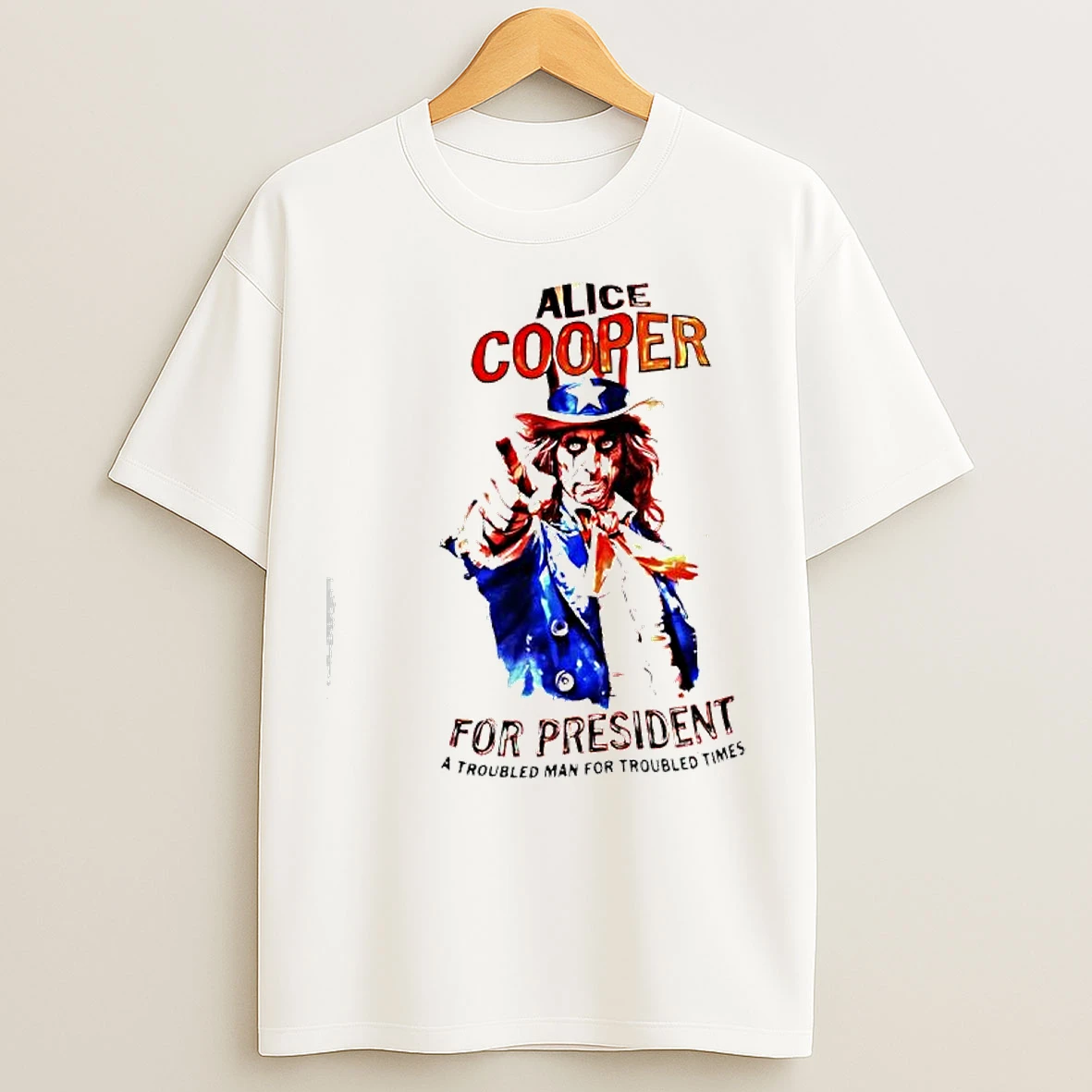 Classic Alice Cooper For President Whistle Stop Tour 2024 A Troubled Man For Troubles Times T Shirts