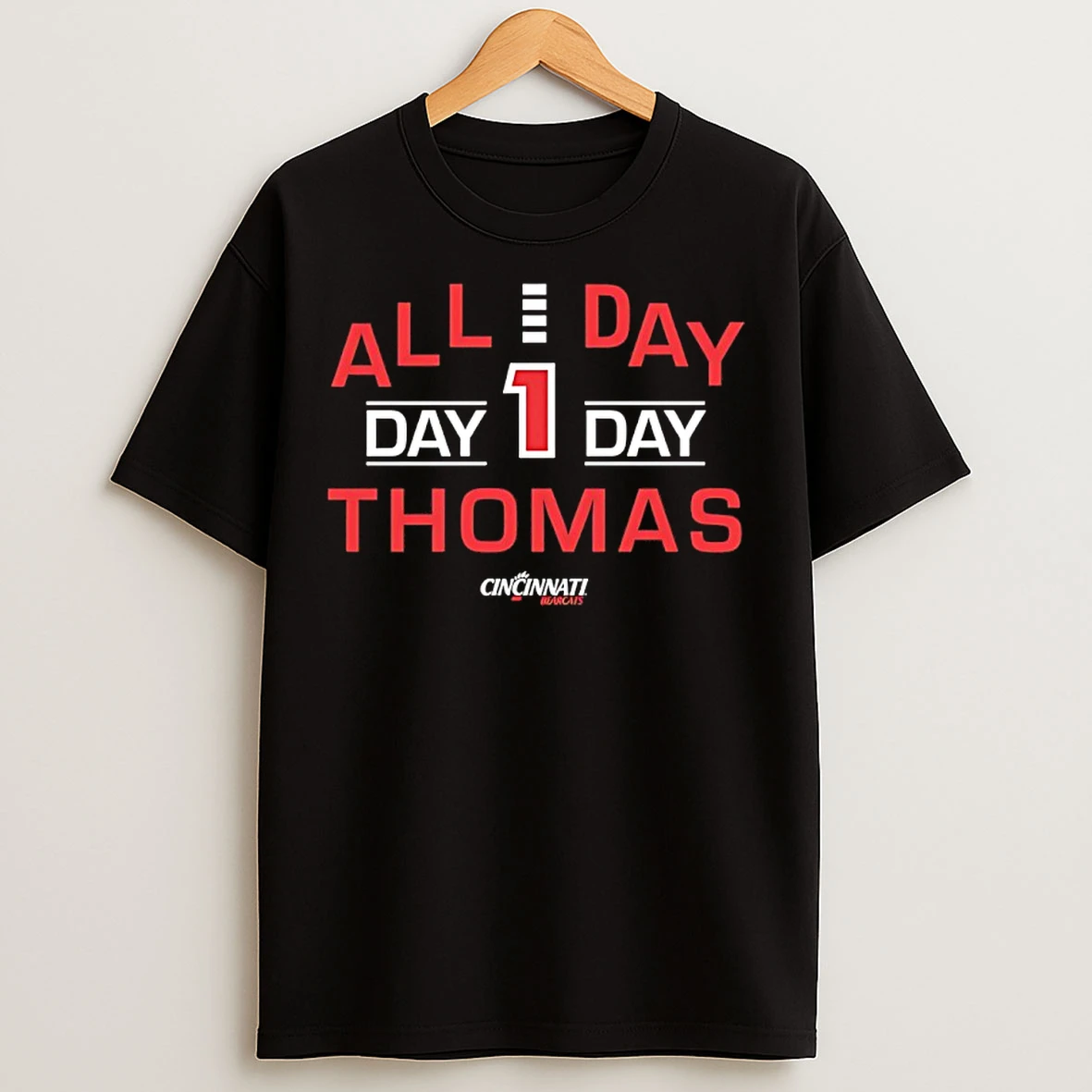 Classic All Day Day Day Thomas 1 Cincinnati Bearcats T Shirts