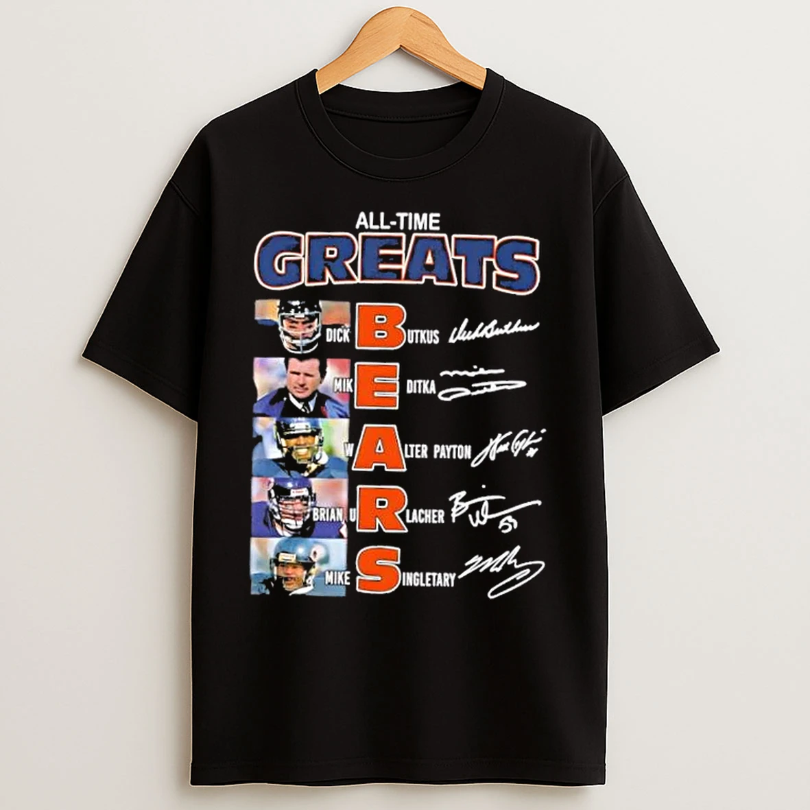 Classic All Time Greats Chicago Bears Legends Names Signatures T Shirts