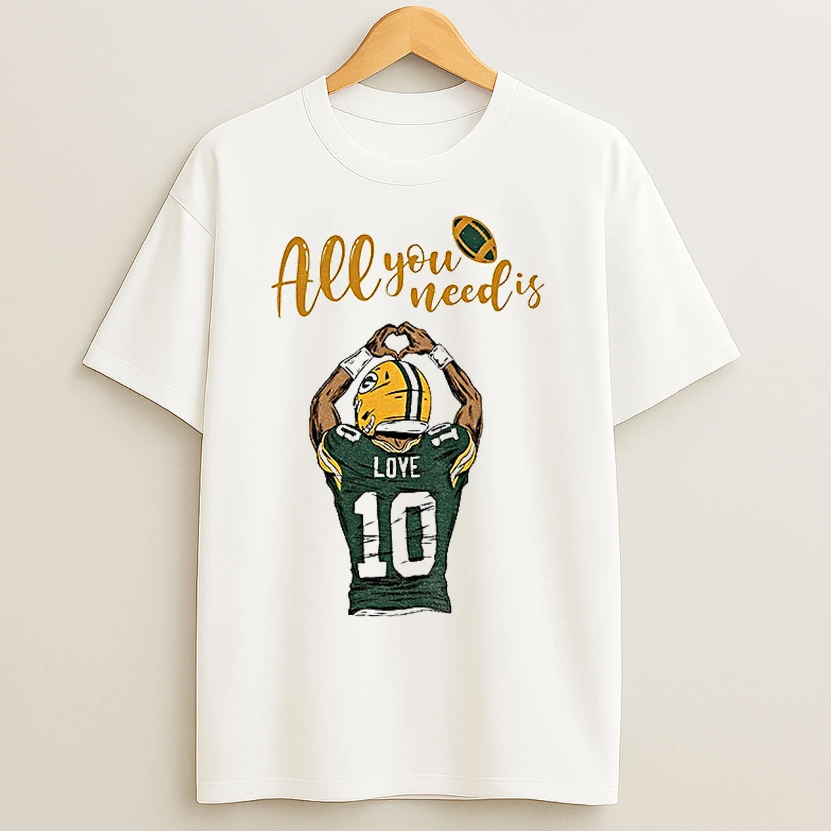 Classic All You Need Is Love Packers Jordan Love Green Bay Packers Football T Shirts