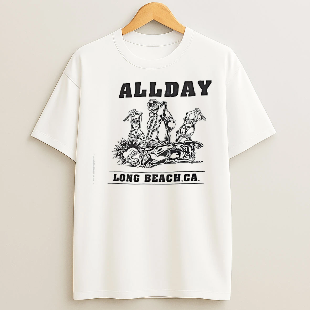 Classic Allday Vintage 1992 Long Beach California Tour T Shirts