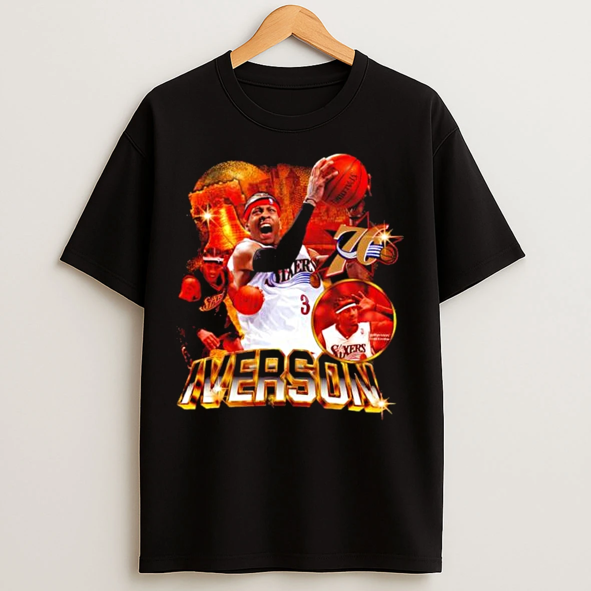 Classic Allen Iverson Philadelphia 76ers Design Style T Shirts