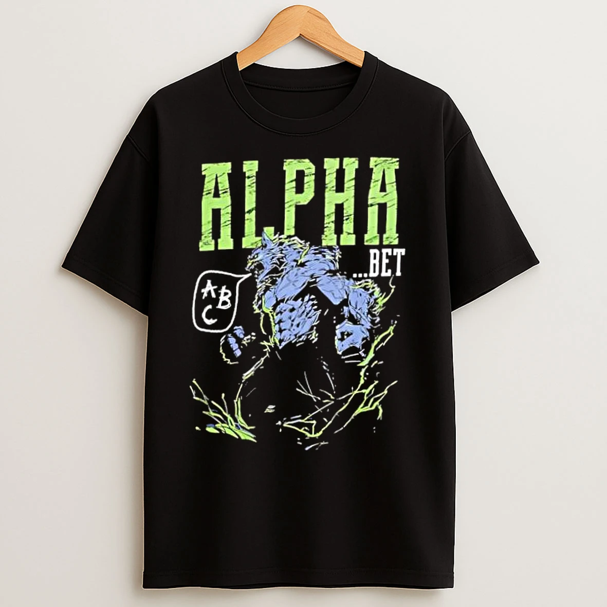 Classic Alpha Bet Wolf Graphic Retro T Shirts
