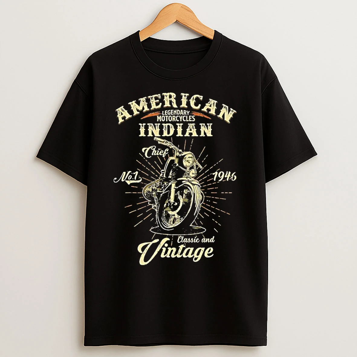 Classic American Motorcycle Indian For Old Biker 1946 T Shirts