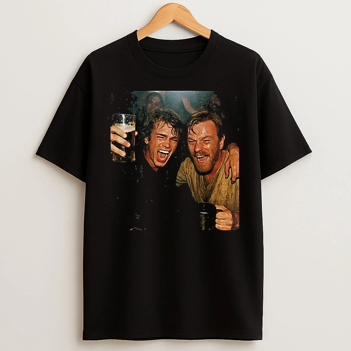 Classic Anakin Skywalker And Obi Wan Kenobi Drink Beer Photo Vintage T Shirts
