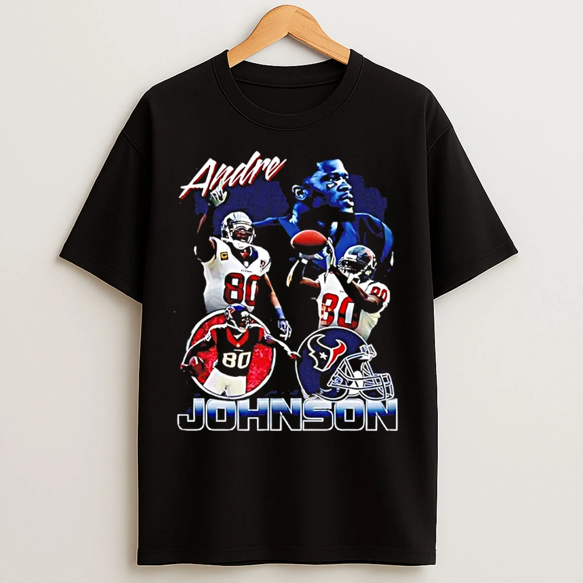 Classic Andre Johnson Houston Texans Player Collage T Shirts