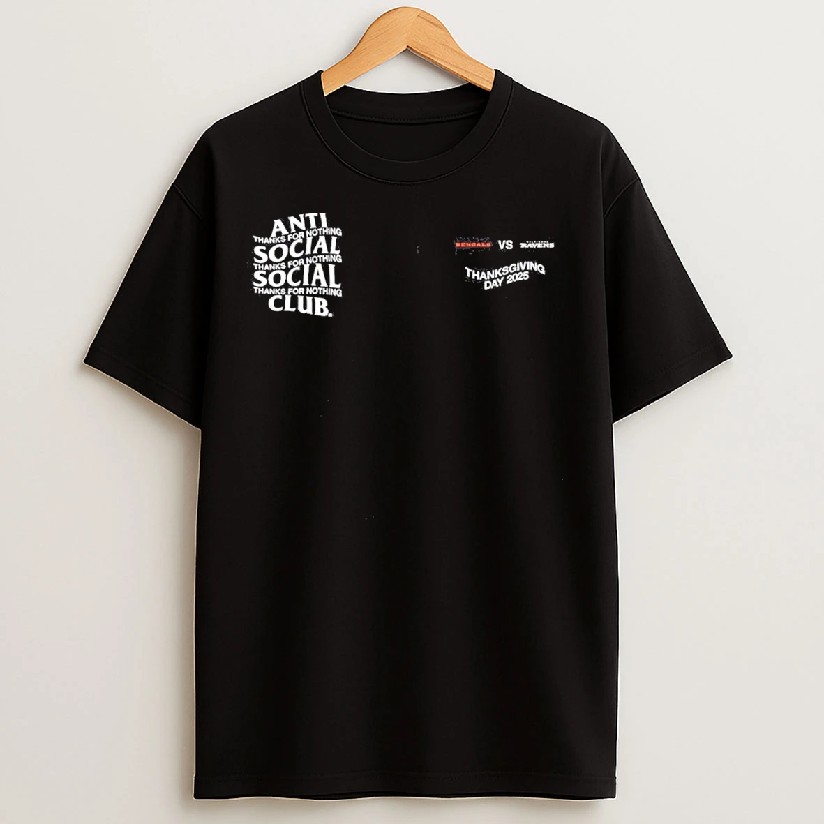Classic Anti Social Social Club Bengals Vs Ravens Thanksgiving Day 2025 T Shirts