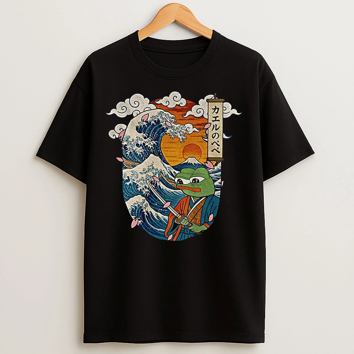 Classic Apu Apustaja Samurai Pepe The Frog Great Wave Off Kanagawa Fren Meme T Shirts
