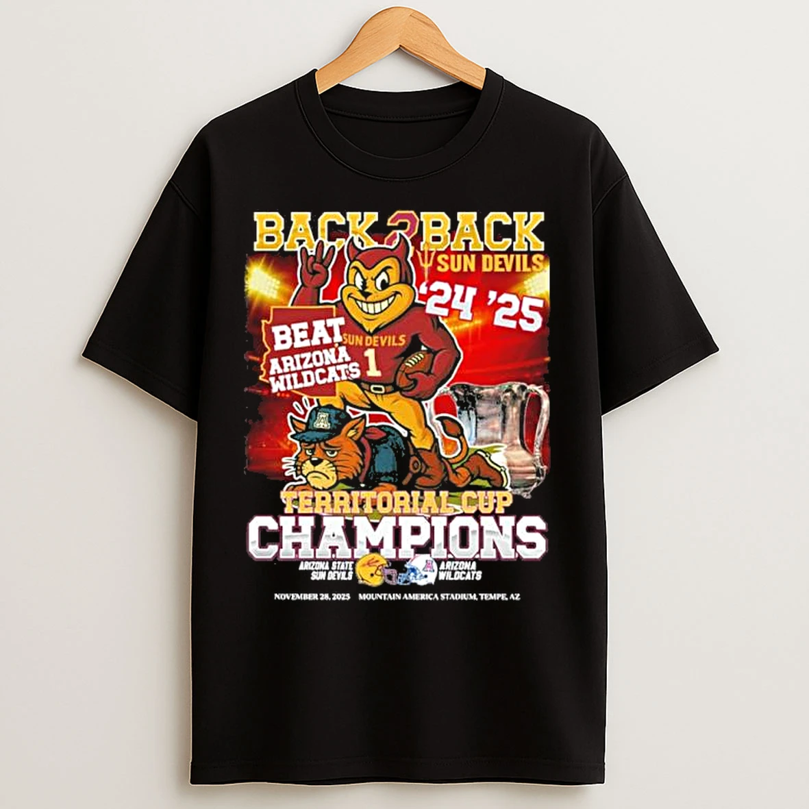 Classic Arizona State Sun Devils Back 2 Back Beat Arizona Territorial Cup Champions T Shirts