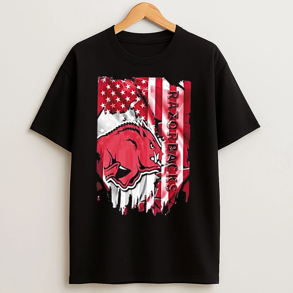 Classic Arkansas Razorback Football X American Flag T Shirts