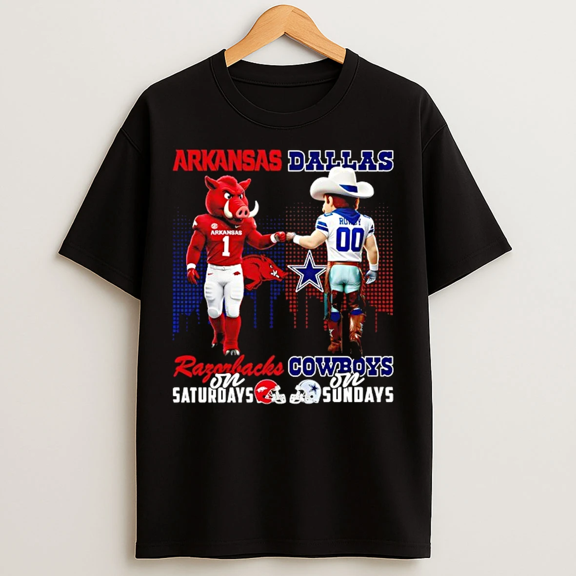 Classic Arkansas Razorbacks On Saturdays X Dallas Cowboys On Sundays Mascot T Shirts