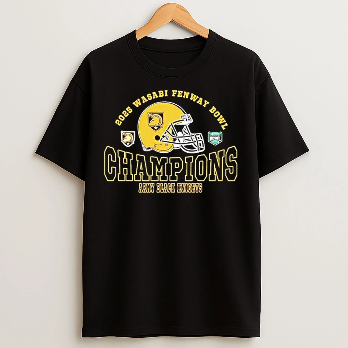 Classic Army Black Knights Football 2025 Wasabi Fenway Bowl Champions T Shirts