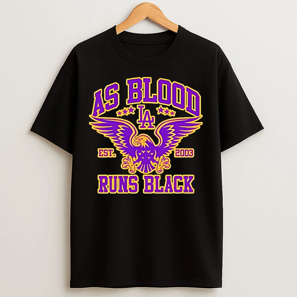 Classic As Blood Runs Black Eagle Crest Purple N Gold T Shirts