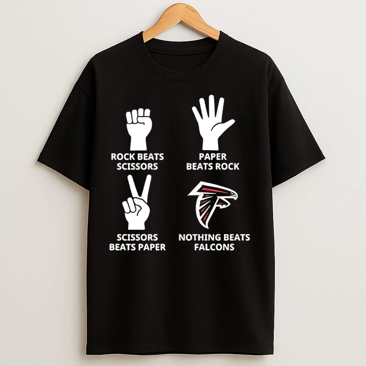 Classic Atlanta Falcons Nothing Beats Rock Beats Scissors Paper Beats Rock Scissors Beats Paper T Shirts