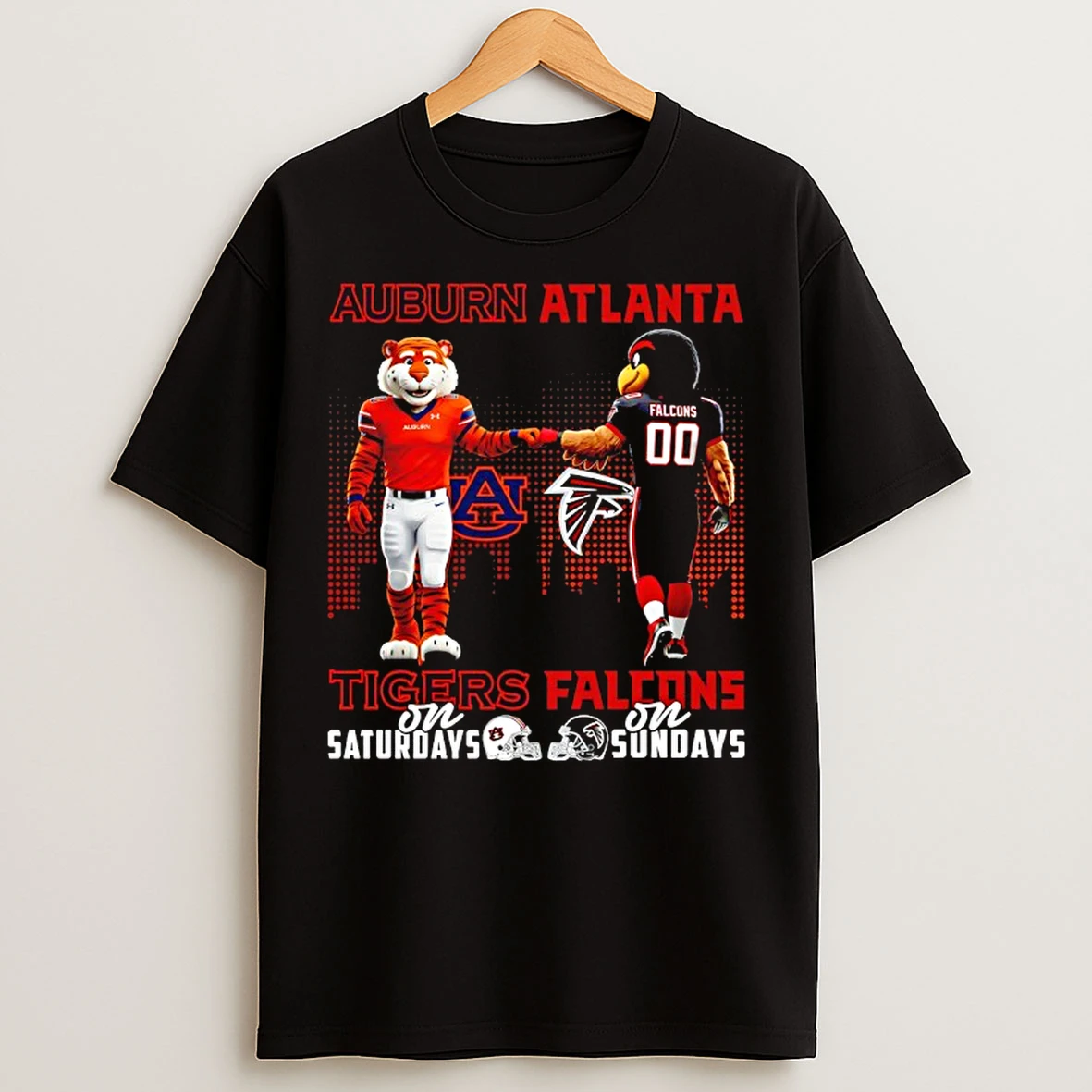Classic Auburn Tigers On Saturdays X Atlanta Falcons On Sundays Mascot T Shirts