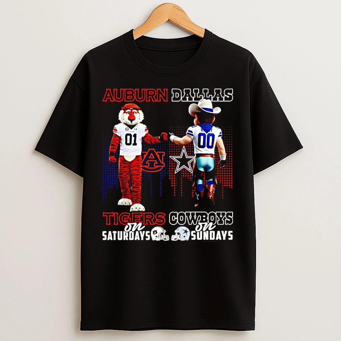 Classic Auburn Tigers On Saturdays X Dallas Cowboys On Sundays Mascot T Shirts