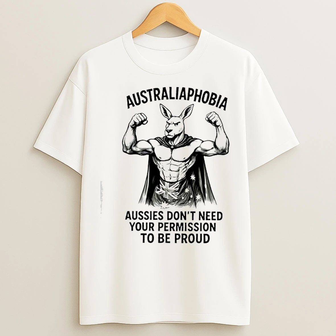 Classic Australiaphobia Aussies Dont Need Your Permission To Be Proud Kangaroo Australian Flag Graphic T Shirts