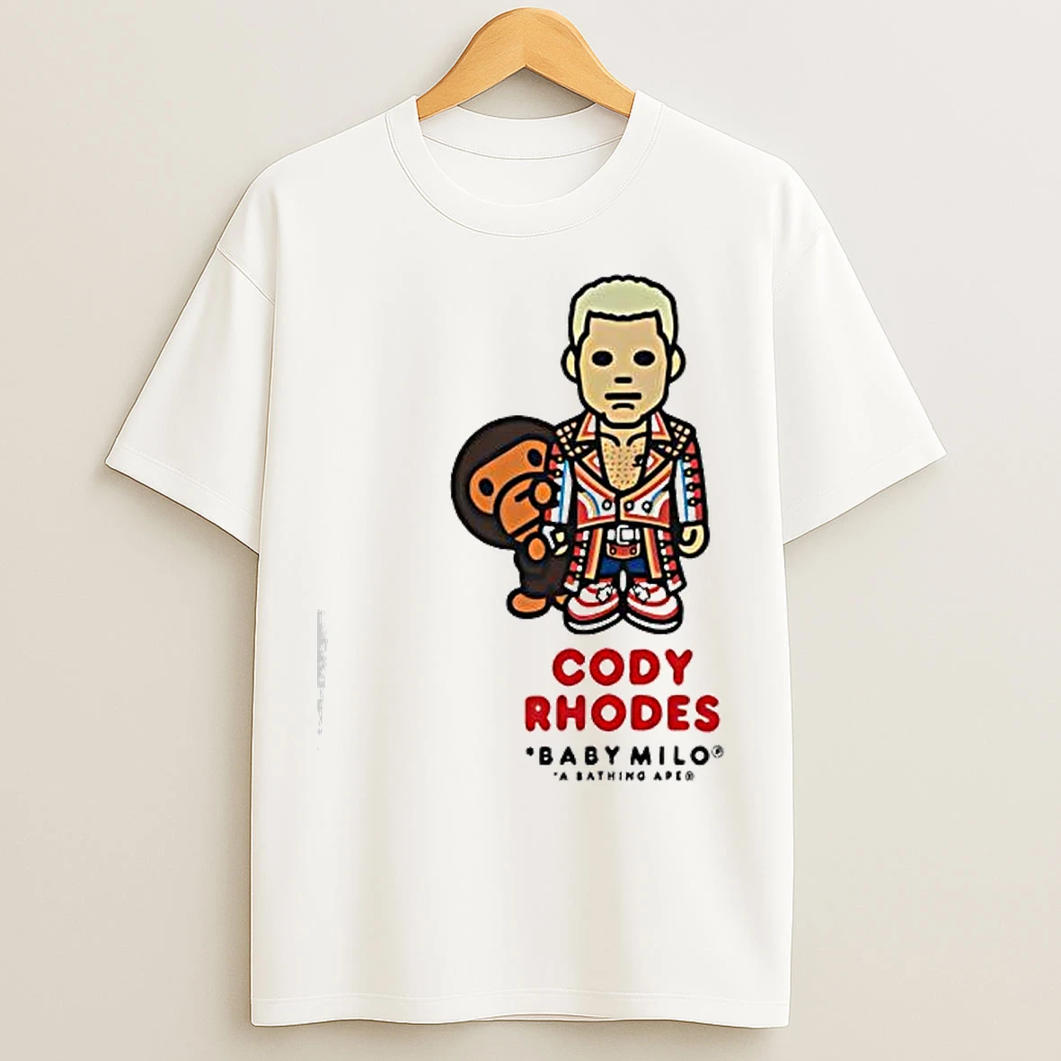 Classic Bape X Wwe Cody Rhodes Baby Milo Relaxed T Shirts