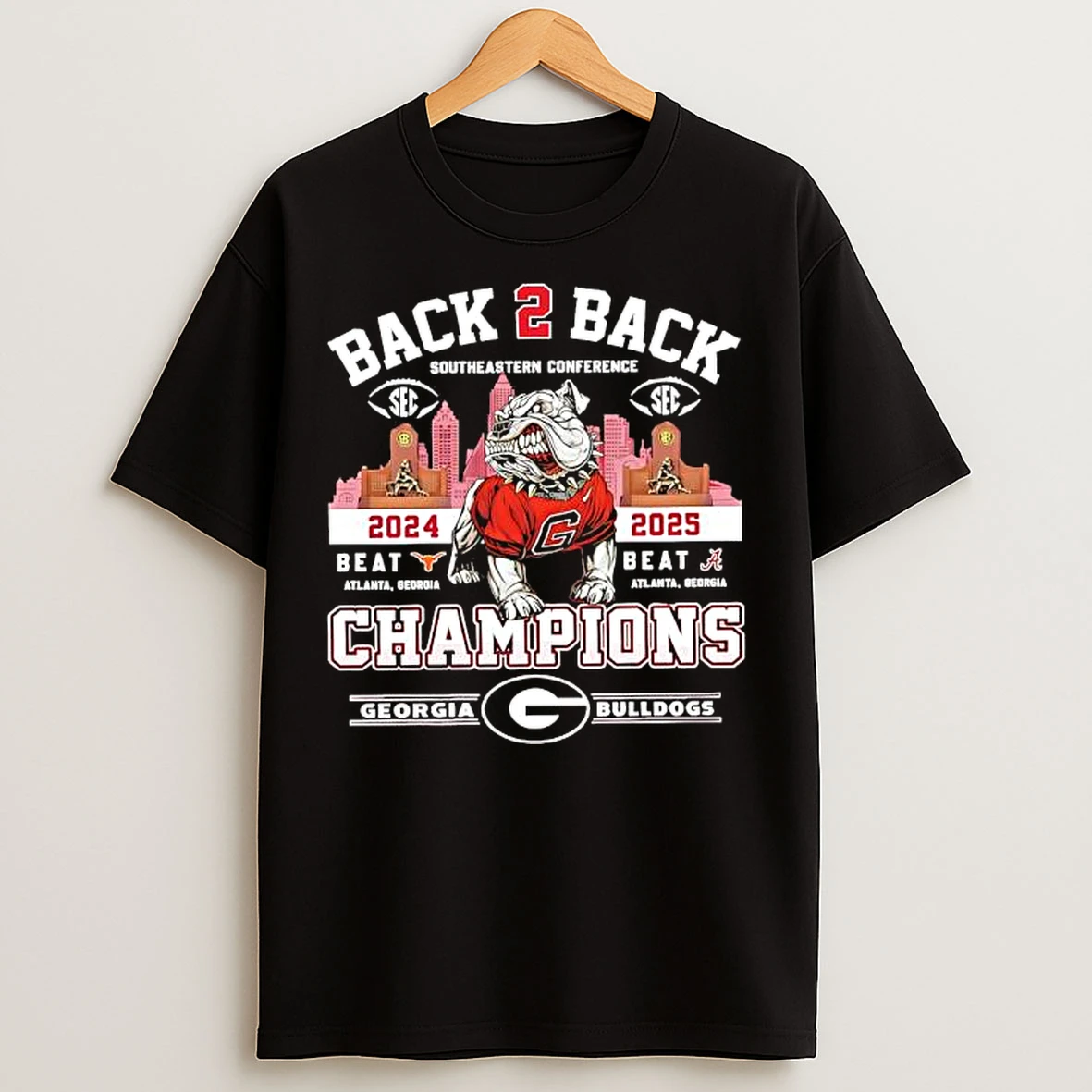 Classic Back 2 Back Mascot Georgia Football 2024 2025 Sec Champions Beat T Shirts