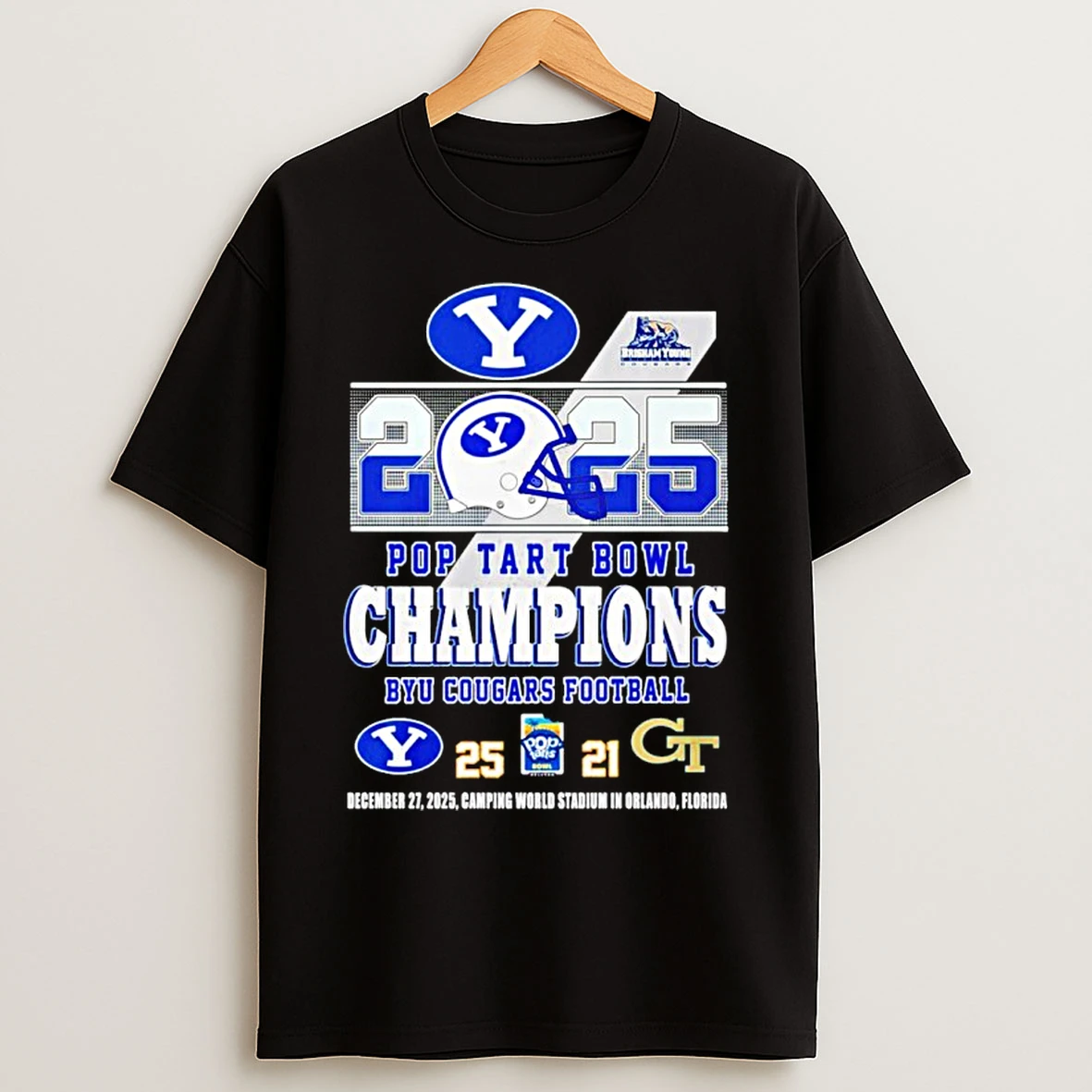 Classic Byu Cougars 2025 Pop Tarts Bowl Champions Helmet Score T Shirts