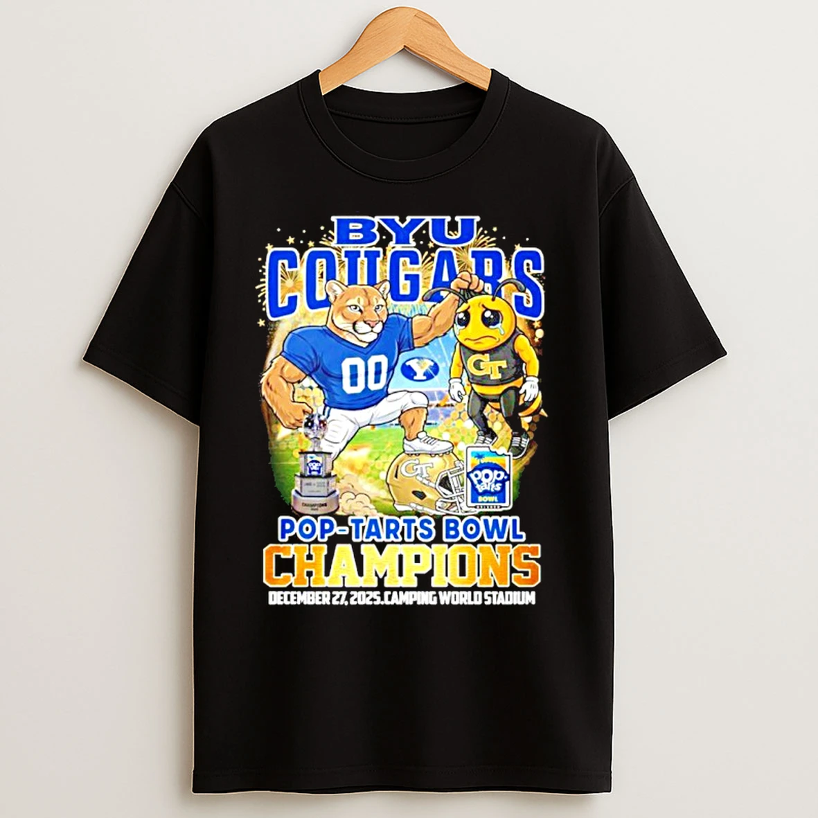 Classic Byu Cougars 2025 Pop Tarts Bowl Champions Mascot T Shirts