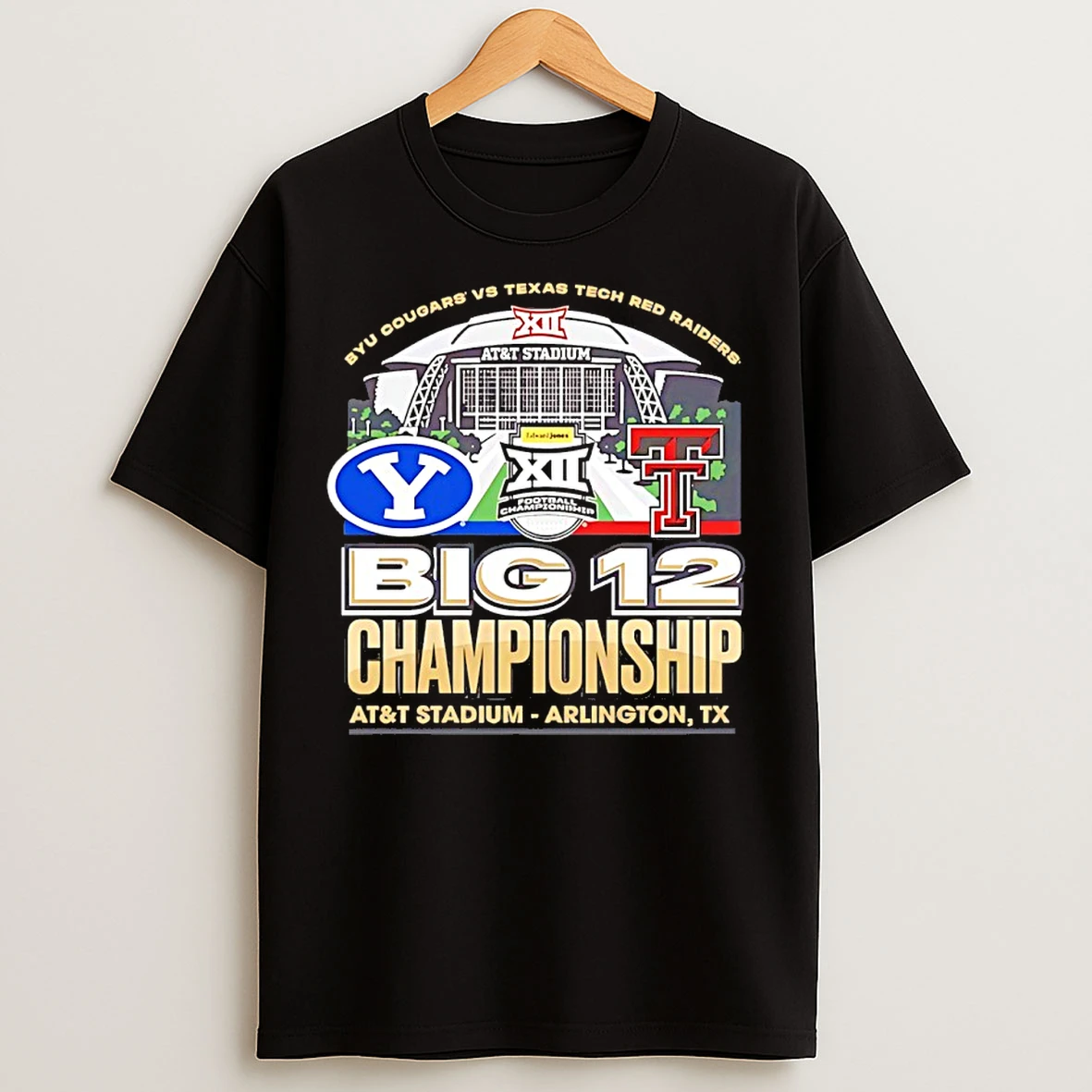 Classic Byu Cougars Vs Texas Tech Red Raiders 2025 Big 12 Football Championship Stadium T Shirts