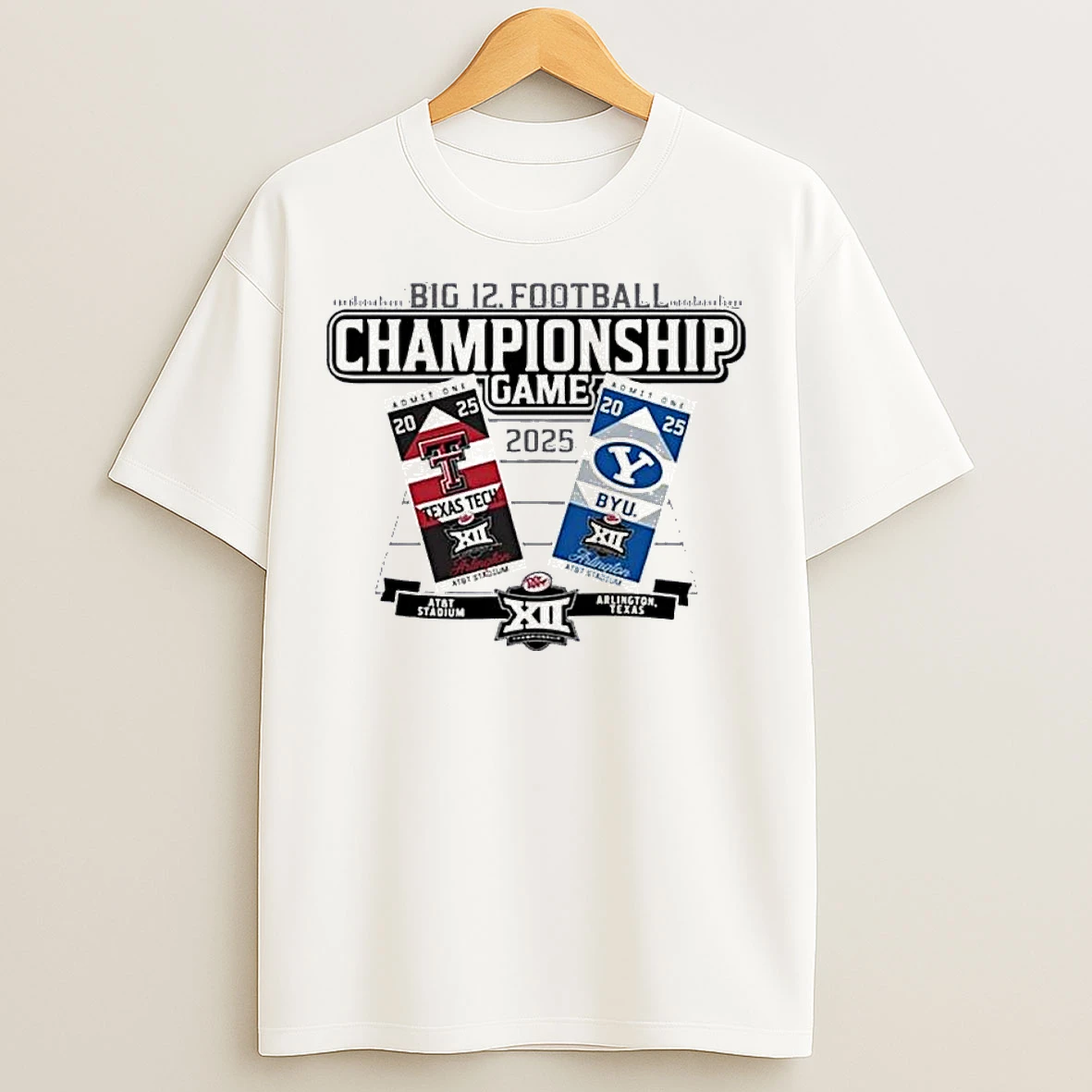 Classic Byu Vs Texas Tech Football 2025 Big 12 Championship Game Ticket T Shirts