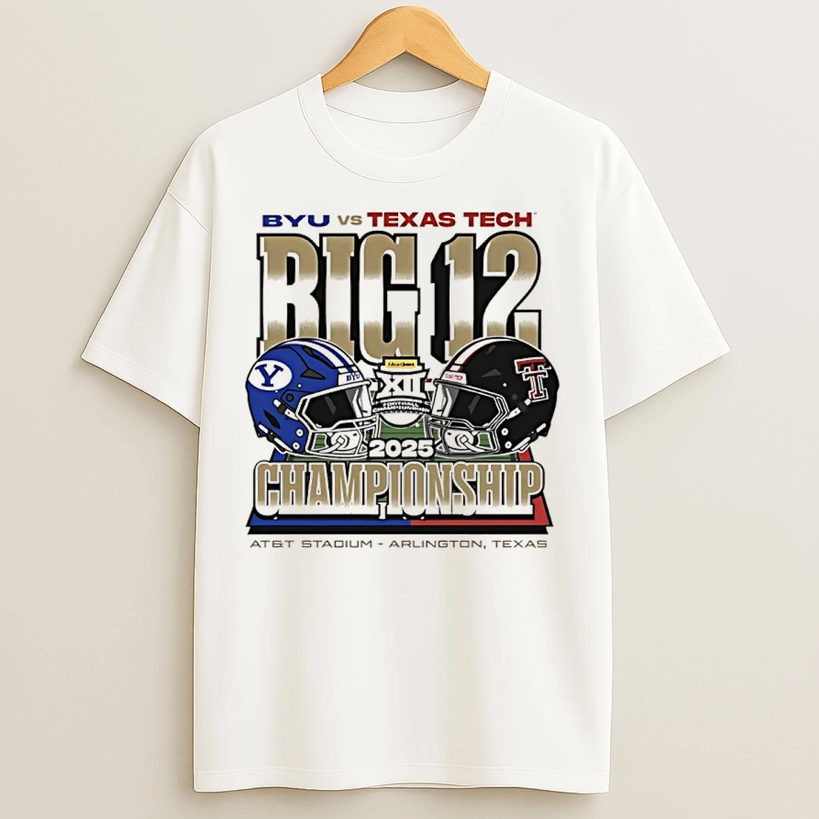 Classic Byu Vs Texas Tech 2025 Big 12 Football Championship Helmets T Shirts