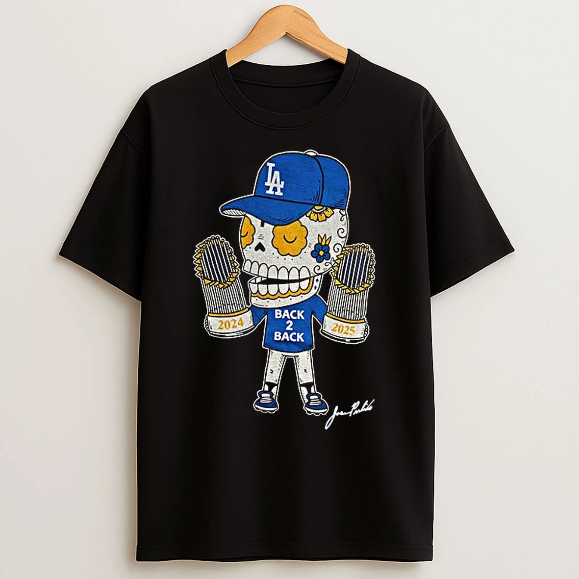 Classic Back 2 Back Calavera Los Angeles Dodgers Mlb Baseball 2024 2025 T Shirts